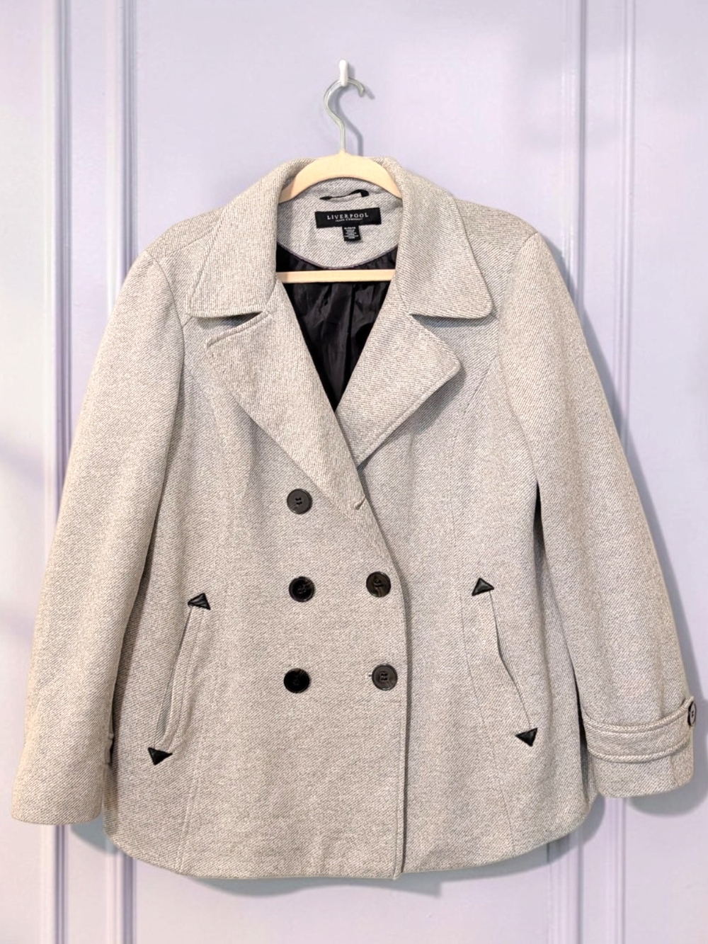 Liverpool Jeans Company Light Gray Double-Breasted Peacoat